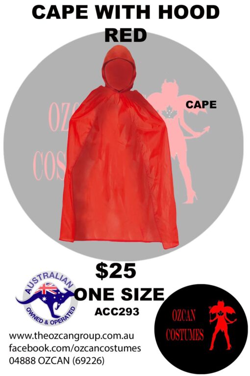 CAPE WITH HOOD RED OS
