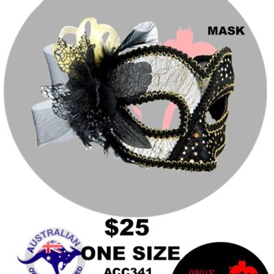 MASQUERADE MASK BLACK WITH TULLE DETAIL