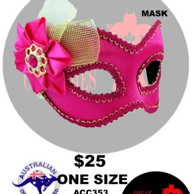 MASQUERADE MASK PINK WITH TULLE AND BOW