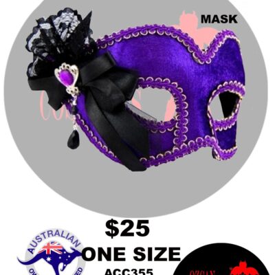 MASQUERADE MASK PURPLE WITH SIDE RIBBON