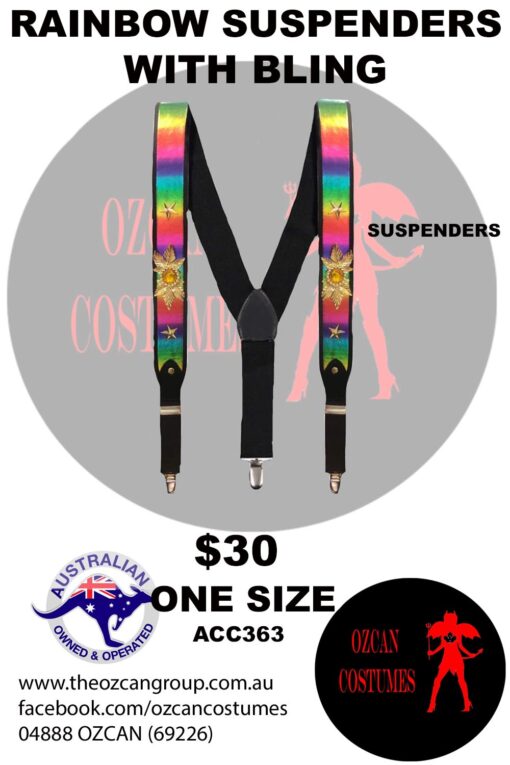 RAINBOW SUSPENDERS WITH BLING