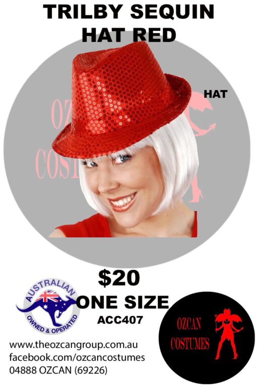 TRILBY SEQUIN HAT RED