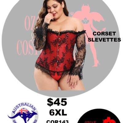 LACE TRIM SEXY CORSET RED 6XL