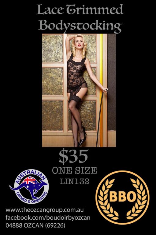 LACE TRIMMED BODYSTOCKING OS