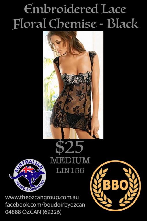 EMBROIDERED LACE FLORAL CHEMISE 2XL