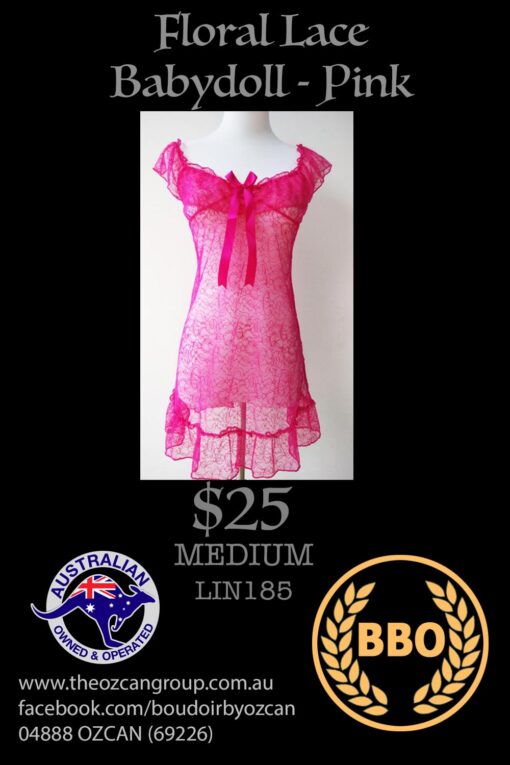 FLORAL LACE BABYDOLL PINK M