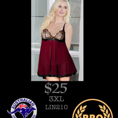 LACE MESH BABYDOLL RED 3XL