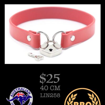 CHOKER COLLAR WITH HEART LOCK RED